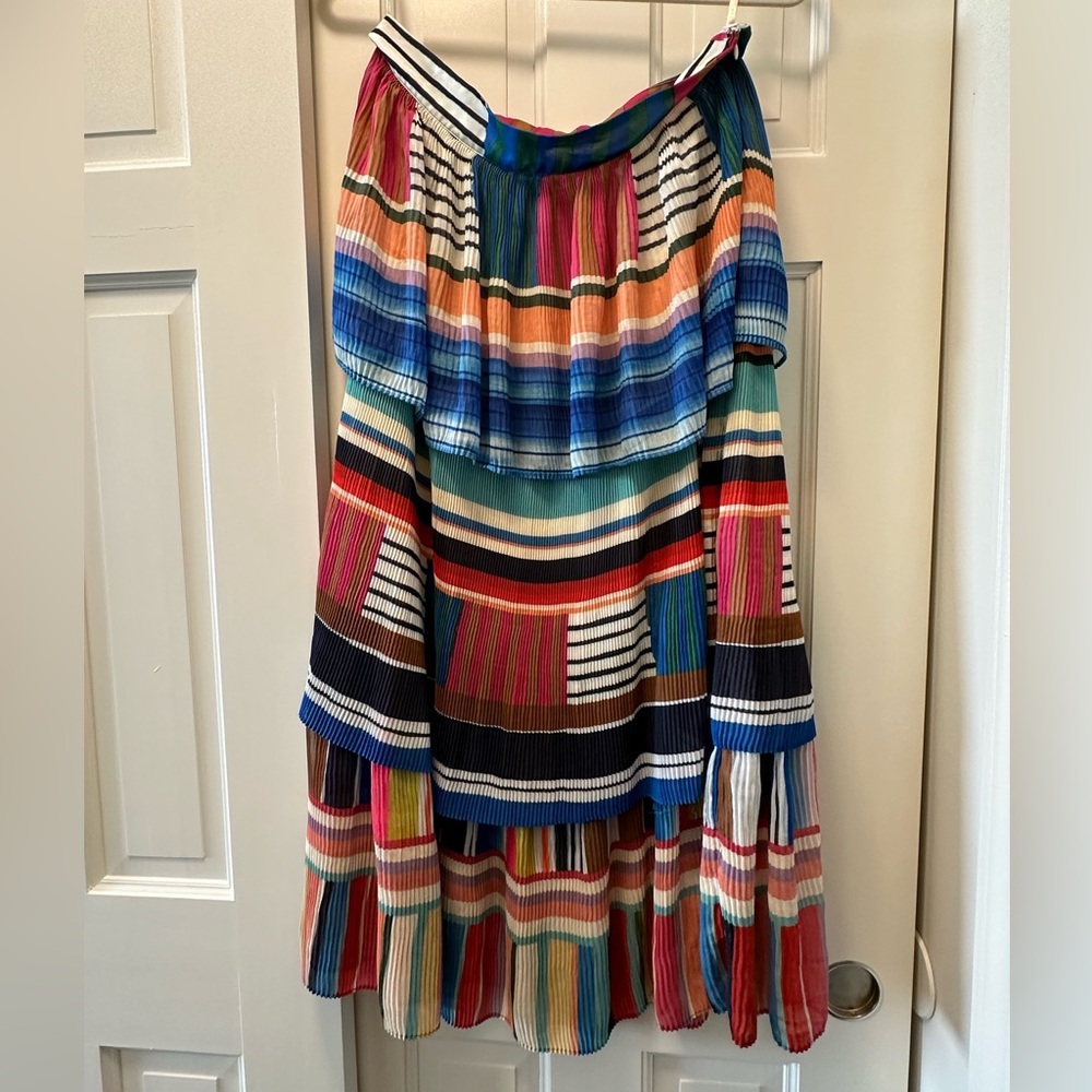 FARM Rio Multi-Colored Tiered Thalia Midi Skirt